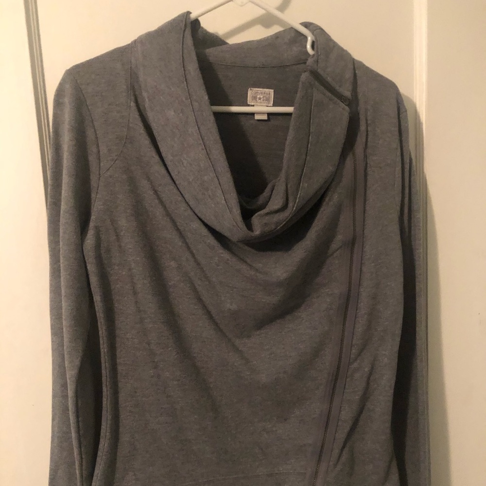 Converse Gray jacket Sz med - asymmetric zipper